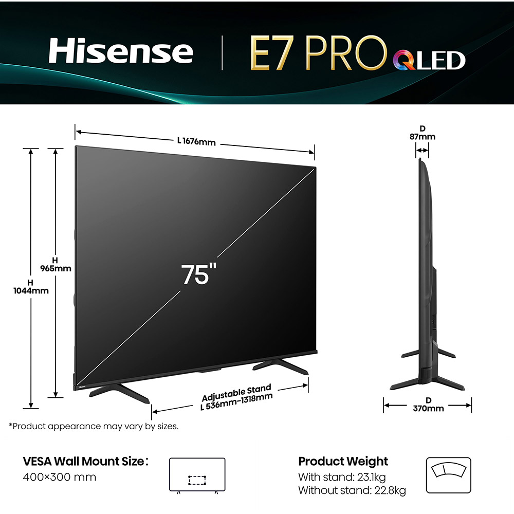 телевизор HISENSE 75E7Q PRO Частота развертки 144