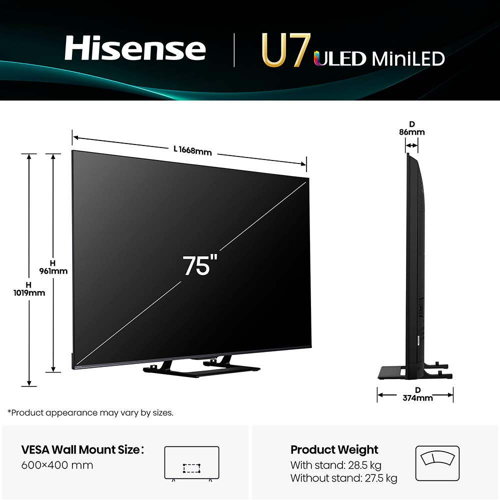Телевізор HISENSE 75U7Q Частота розгортки 144