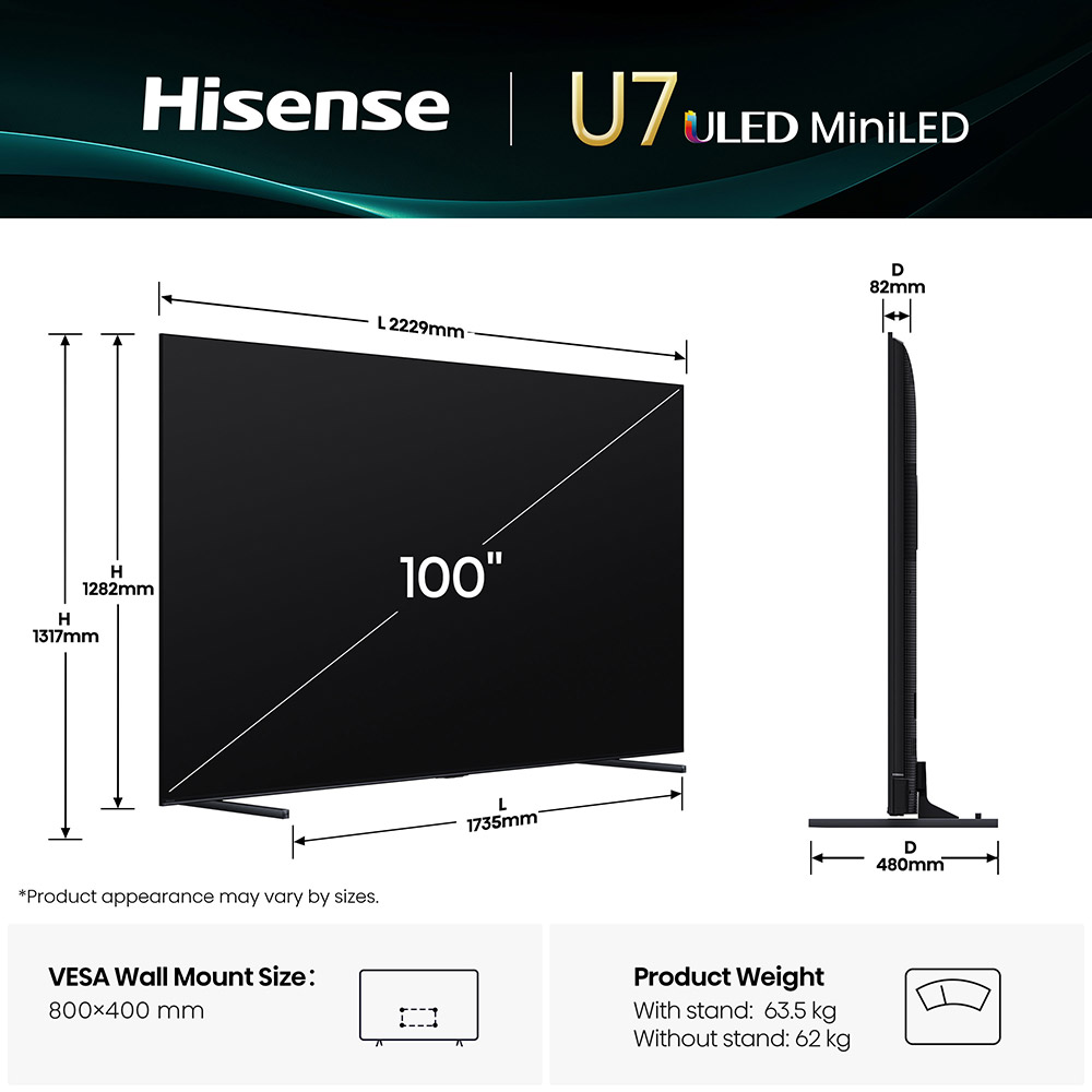 Телевізор HISENSE 100U7Q Частота розгортки 165
