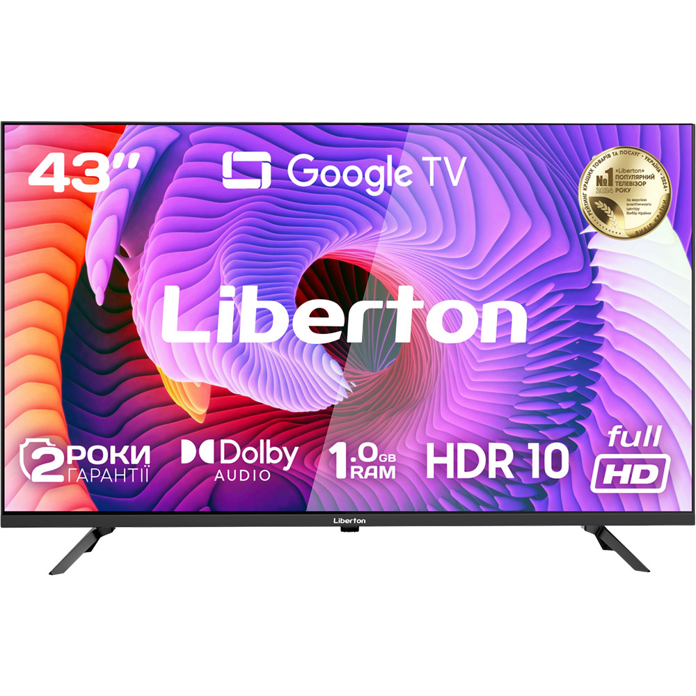 ТБ LIBERTON LTV-43F02GT Роздільна здатність 1920 х 1080 (Full HD)