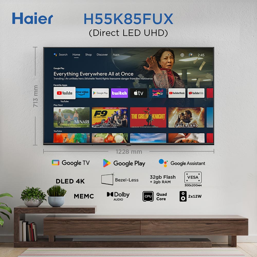 Телевизор HAIER H55K85FUX Диагональ 55"