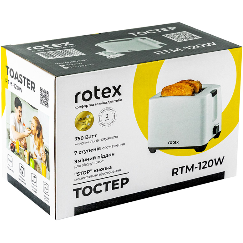 Тостер ROTEX RTM120-W Количество степеней поджарки 7