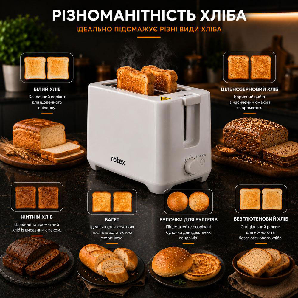 Тостер ROTEX RTM122-W — фото 6