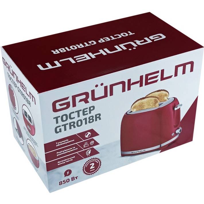Тостер GRUNHELM GTR018R Red Функции разморозка