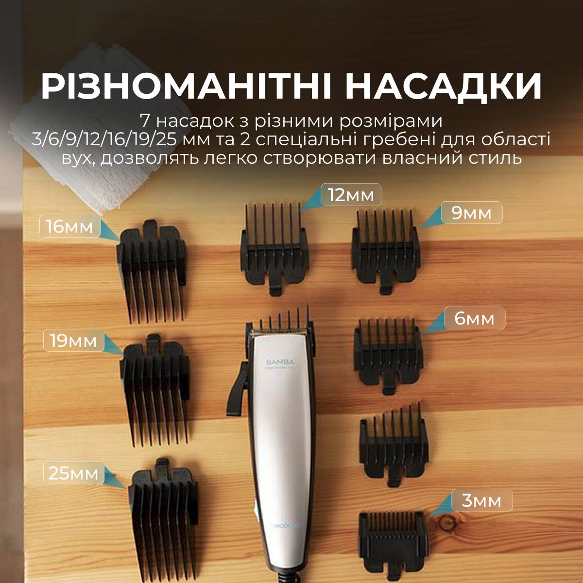 Машинка для стрижки CECOTEC Bamba PrecisionCare Power Blade Titanium Область применения голова