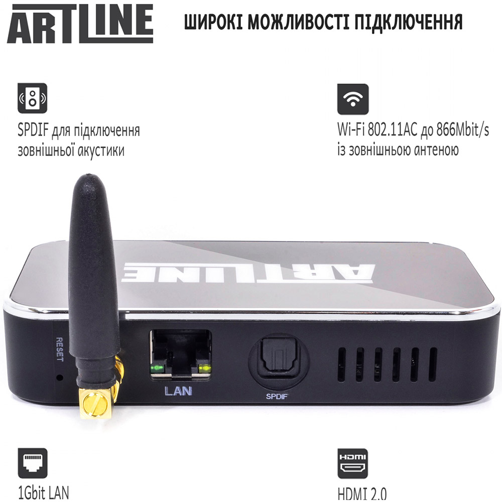 Медіаплеєр ARTLINE TvBox KMX3 USB True