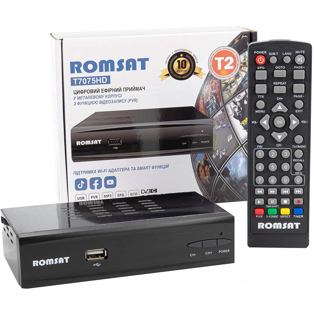 Зовнішній вигляд Медіаплеєр ROMSAT T7075HD