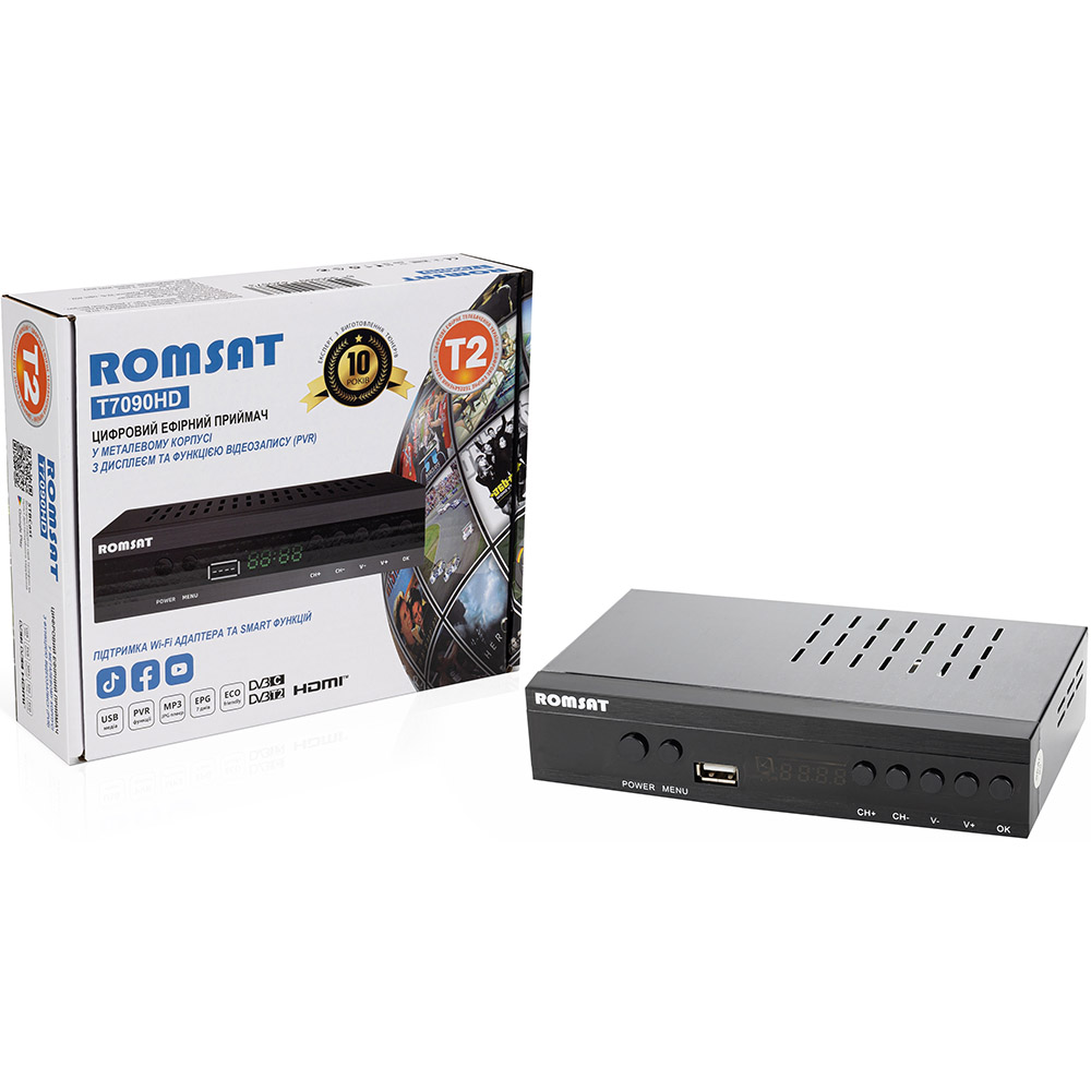 Зовнішній вигляд Цифровий тюнер ROMSAT T7090HD