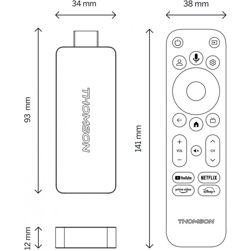 Медіаплеєр THOMSON Streaming Stick 140 4K UHD (223490) HDMI True