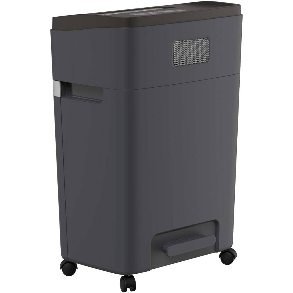 Шредер HP Pro Shredder 18CC Black (2813) Основні характеристики Тип різання: поперечний розріз; рівень секретності (DIN) – 4; середня швидкість – 1,6 м/хв; одночасне завантаження – 18 аркушів; робоча ширина – 220 мм; ємність кошика – 25 л.