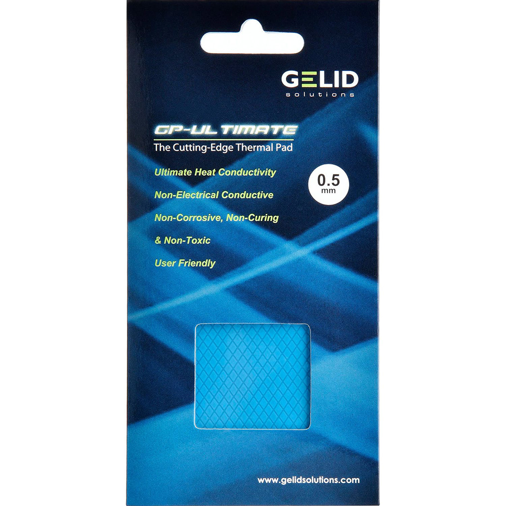 Термопрокладка Gelid GP-Ultimate Thermal Pad 90x50x1.5мм (TP-GP04-C) Основні характеристики робоча температура від -60 °C до 220 °C