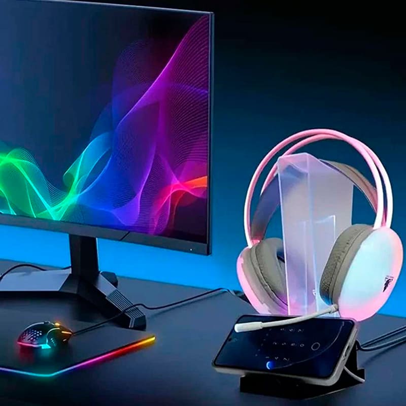 Підставка для навушників XTRIKE ME RGB 4 x USB 2.0 HUB Black (HT-09) Колір чорний