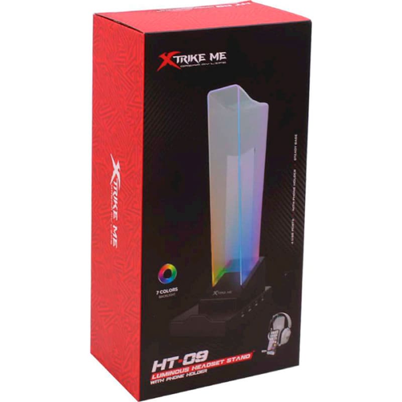 Підставка для навушників XTRIKE ME RGB 4 x USB 2.0 HUB Black (HT-09) Матеріал пластик