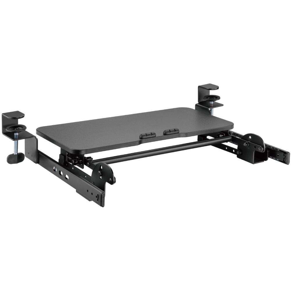Полка для клавиатуры OFFICEPRO KT135B Black Основные характеристики крепление с помощью зажимов; диапазон регулировки высоты: 8.1 см; встроенная система организации кабелей