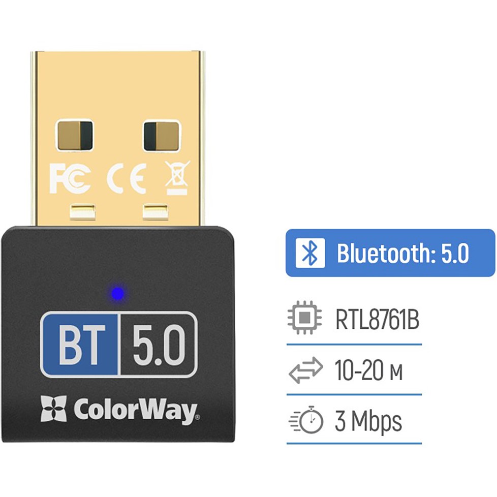 Зовнішній вигляд Bluetooth-адаптер COLORWAY CW-AD-BT50