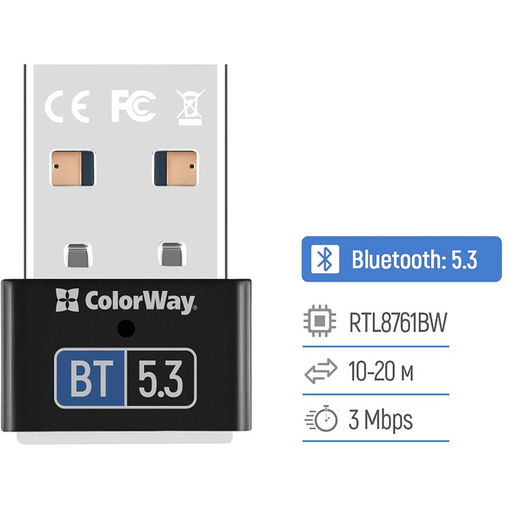 Зовнішній вигляд Bluetooth-адаптер COLORWAY CW-AD-BT53