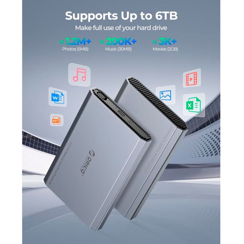 Внешний карман ORICO HDD DD25-C3-GY Внешний карман ORICO HDD DD25-C3-GY Цвет серый