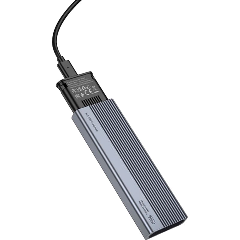 Внешний карман HOCO HB47 M.2 SSD Enclosure Metal Gray (6942007632355) Основные характеристики Интерфейс подключения: USB 3.1 Gen. 1; Максимальный объём накопителя: 4 ТБ; Интерфейс подключаемых накопителей: M.2 SATA