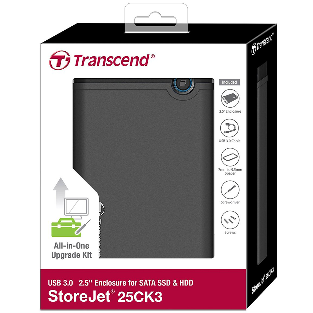 Зовнішня кишеня TRANSCEND Case StoreJet (TS0GSJ25CK3) Основні характеристики Тип USB: micro USB – USB Type A. Інтерфейс підключення: USB 3.1 Gen 1 (USB 5Gbps). Інтерфейс шини: SATA III 6Gb/s