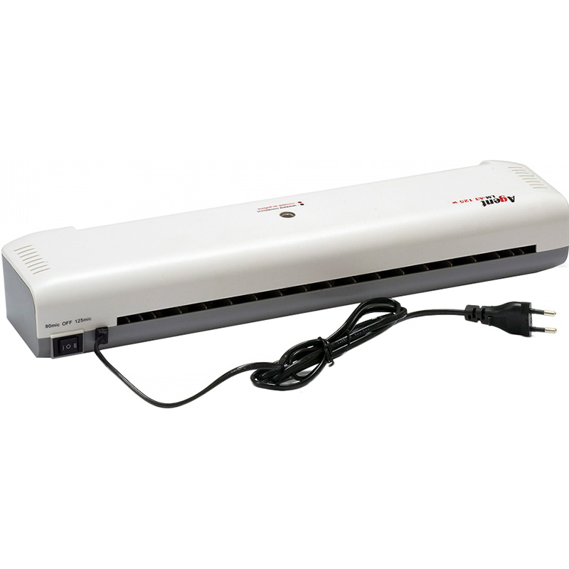 Ламинатор AGENT LM-A3 125 w (3010059) Основные характеристики формат: А3, тип: конвертный, максимальная ширина ламинирования: 330 мм, толщина пленки: 75-125 мкм, максимальная толщина ламинирования (маунтинг): 0.5 мм, скорость ламинирования: 50 см/мин, время нагрева: 2-4 мин, мощность: 160 Вт