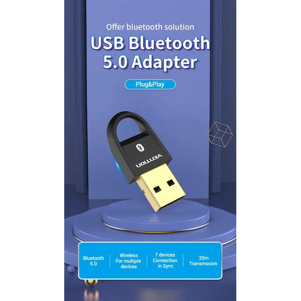 Bluetooth-адаптер VENTION 5.0 Black (CDSB0) Тип Bluetooth-адаптери