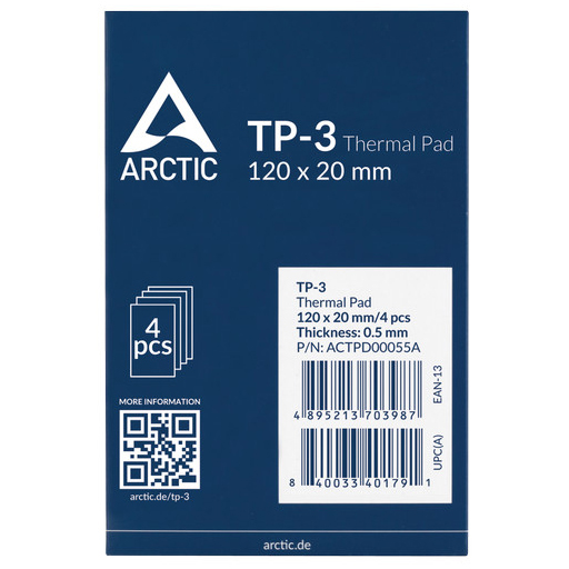 Термопрокладка ARCTIC TP-3 120x20x0.5 мм 4шт (ACTPD00055A) Тип термопрокладки