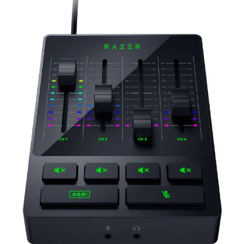 Мікшер RAZER Audio Mixer (RZ19-03860100-R3M1) Основні характеристики перетворення А/Ц та Ц/А: 24біта при 48 кГц; ефекти: пороговий шумоподавлювач, компресор, еквалайзер, луна, реверберація, передустановки, перетворювач голосу, зсув тональності, плавна зміна гучності голосу