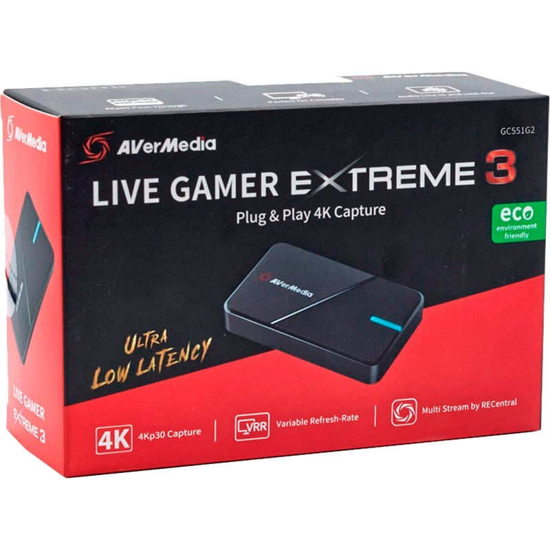 Зовнішній вигляд Пристрій відеозахоплення AVERMEDIA GC551G2 Extreme 3 (61GC551G20BK)