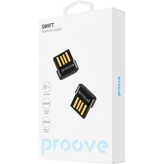 Bluetooth-адаптер PROOVE Swift Bluetooth 5.3 Black (54799black) Тип Bluetooth-адаптеры