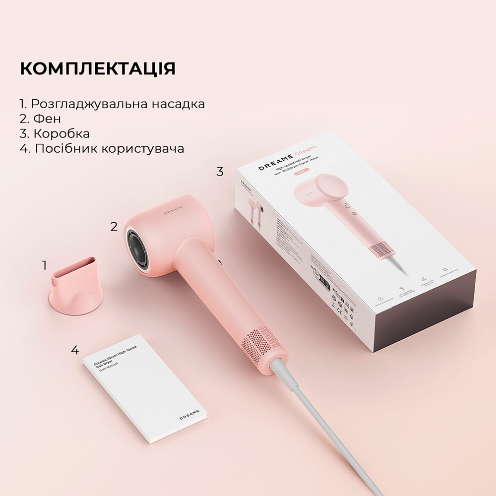 Зображення Фен DREAME Hair Dryer Gleam Pink (AHD12A-PK)