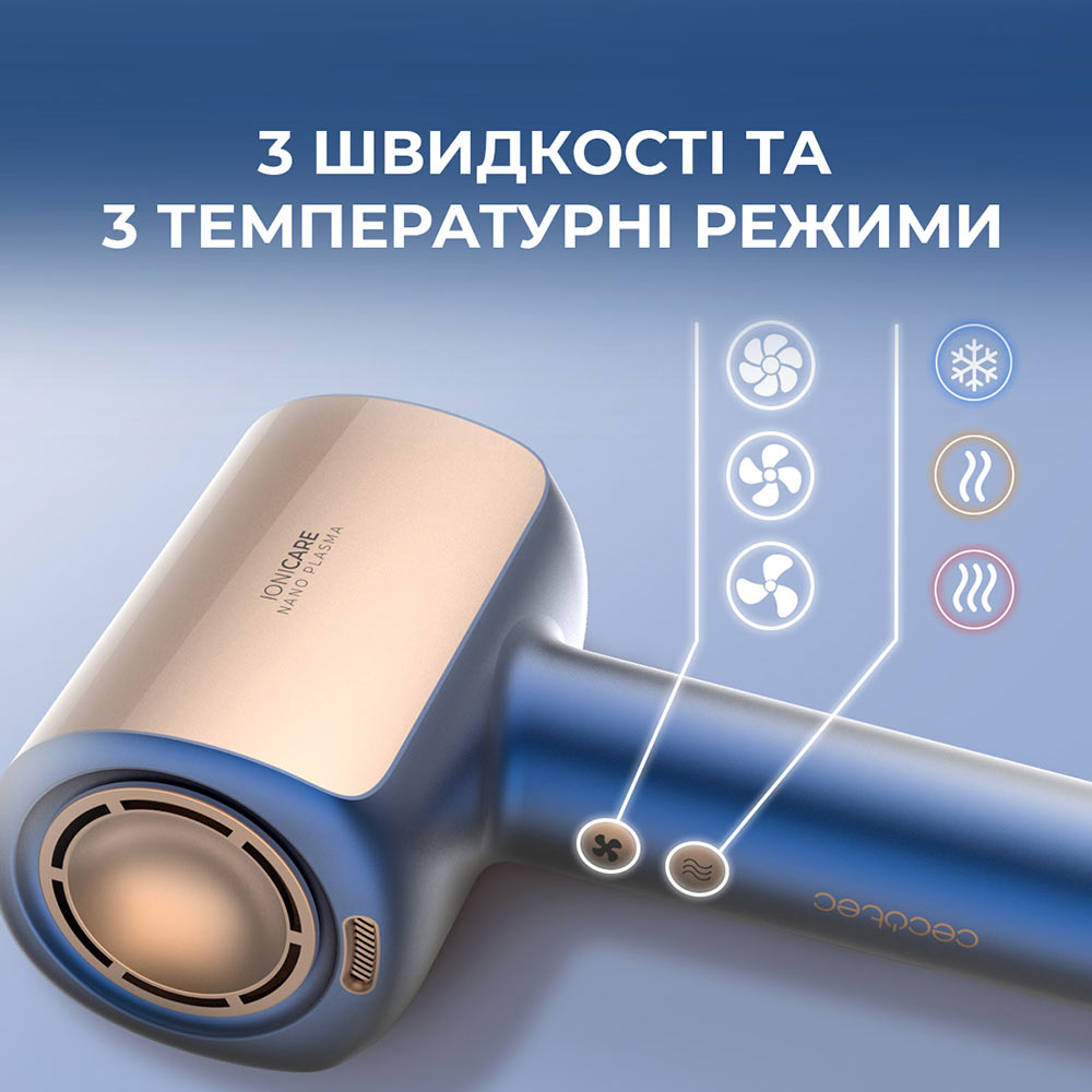 Фото 2 Фен CECOTEC DryGlam Nano Plasma Champagne (A01_EU01_101438)