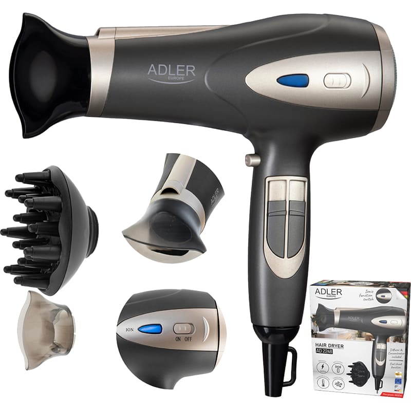 Зовнішній вигляд Фен ADLER AD 2248 Grey Champane (AD2248G)