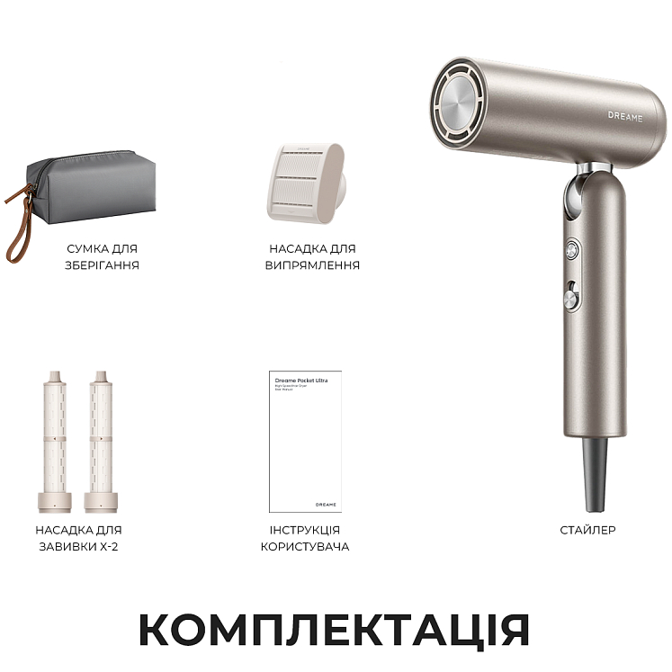 Огляд Фен-стайлер DREAME Pocket Pro 3 in1 Titanium (AHD51PRO_T)