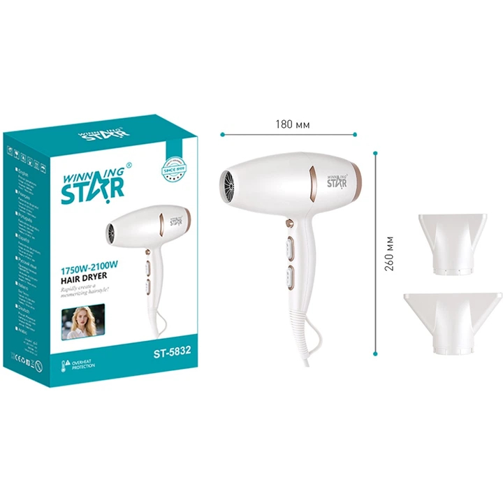 Зовнішній вигляд Фен WINNINGSTAR ST-5832 2100W White (WNNGS-ST-5832-WH)