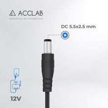 Кабель ACCLAB для роутеров USB to DC 5.5 х 2.5 мм 12V 1A Black (1283126552847)