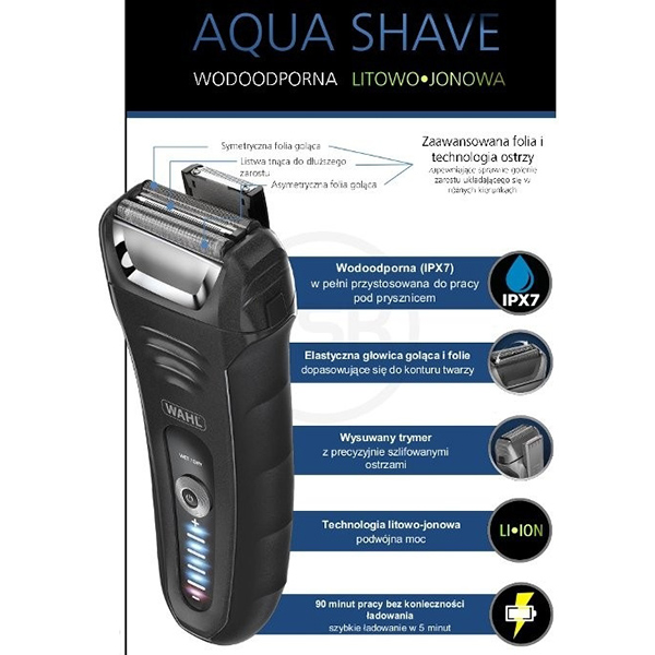 Електробритва MOSER WAHL Aqua Shave (07061-916) Особливості очищення під струменем води